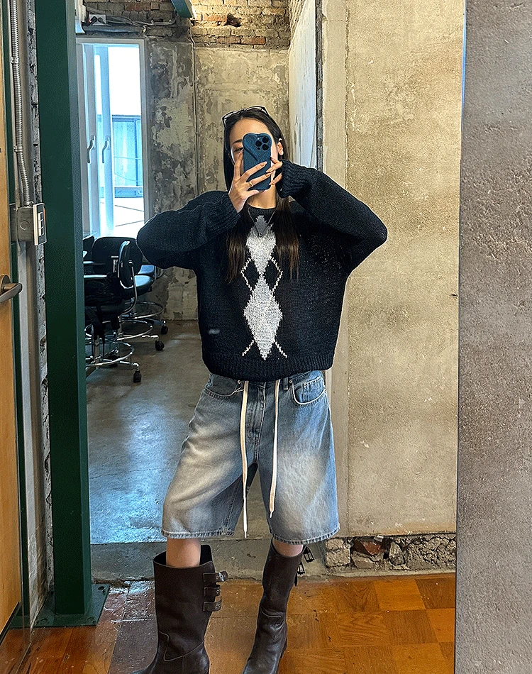 썸머 아가일 니트