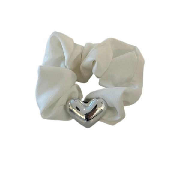 [viviflo select] heart scrunchie_white / 하트실버 스크런치