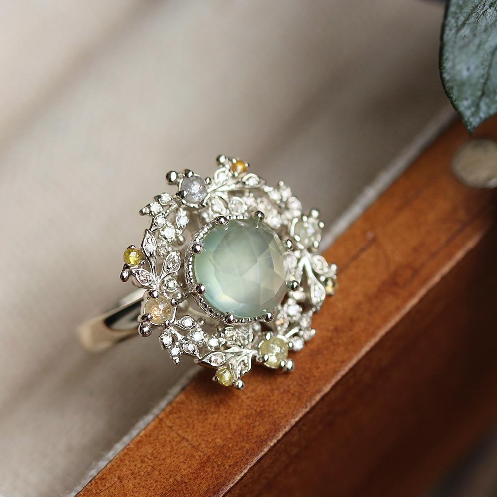 Artemis round prehnite ring