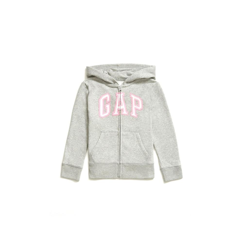[GAP Kids] [키즈 여아 6-14세] 로고 패치 후드 집업_멜란지 그레이 5213327532