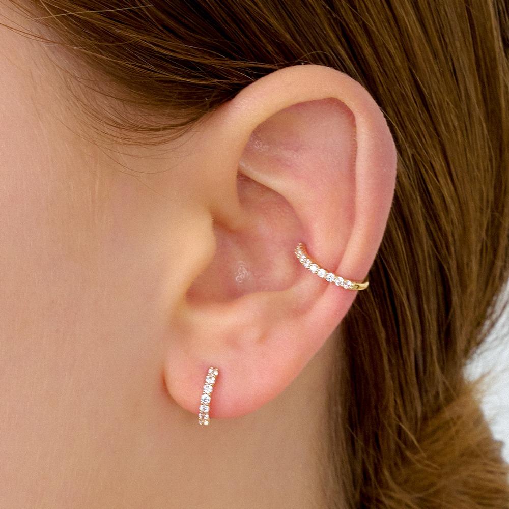 14k 이너컨츠 큐빅 원터치 링 피어싱 귀걸이 (리얼 화이트 골드 포함)