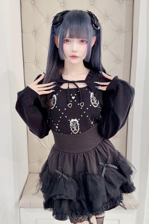 【Princess Melody】レイヤード風モノグラムニット - ブラック size-F-Ma*rs WebStore by LiLimPark