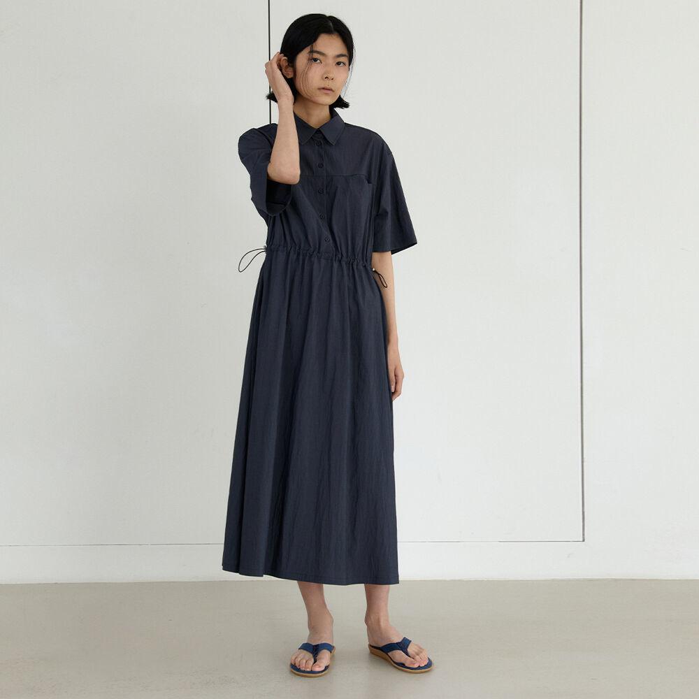 2nd / string shirts dress - navy