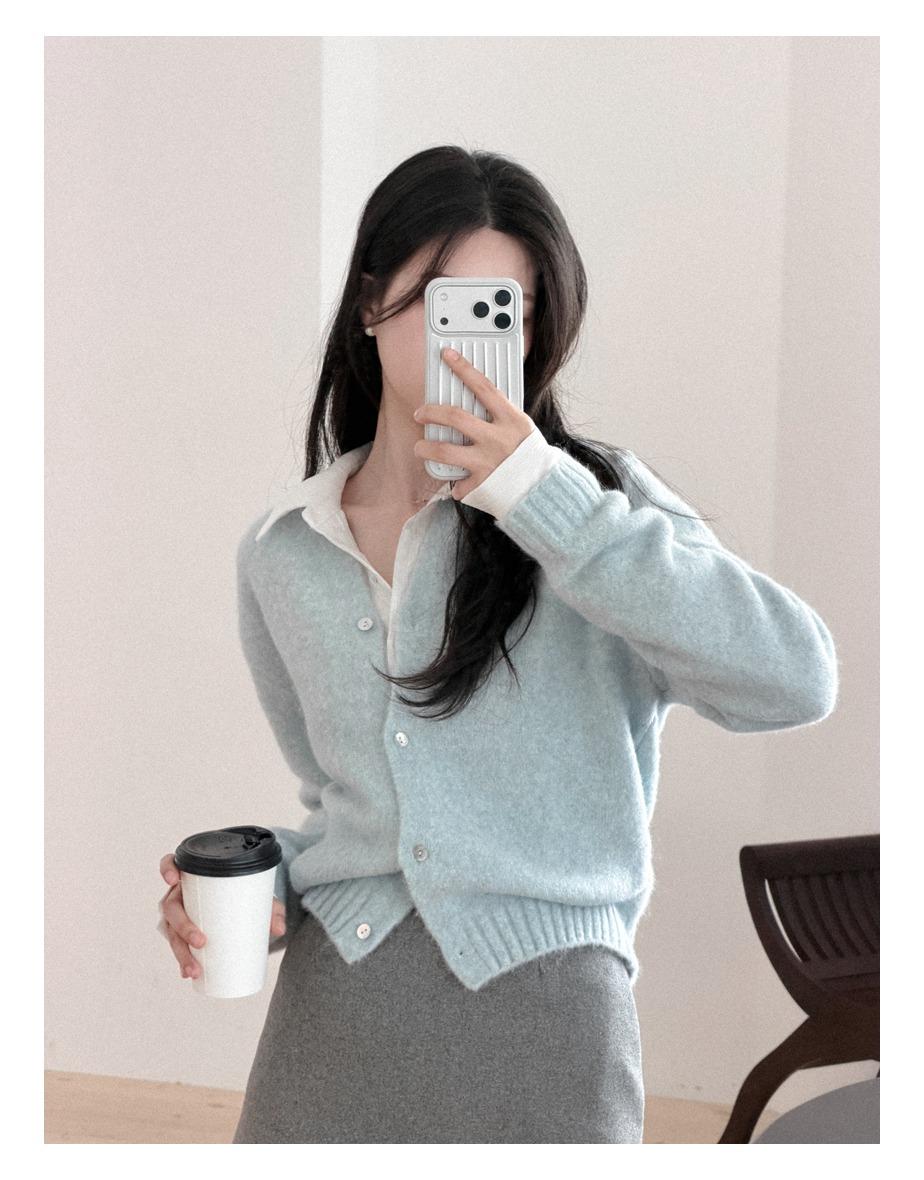 [5일소요] 스노우필드 사이드 버튼 가디건 [소프트블루]