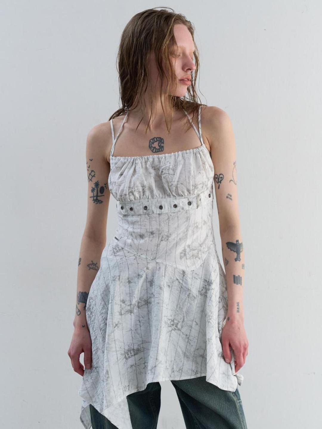 FLARE SLEEVELESS MINI DRESS [GRAY]