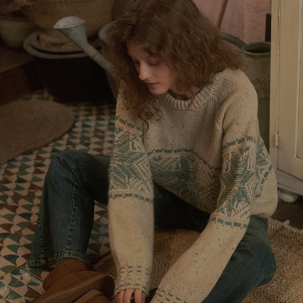 MARCIE woolen nordic knit_lake blue