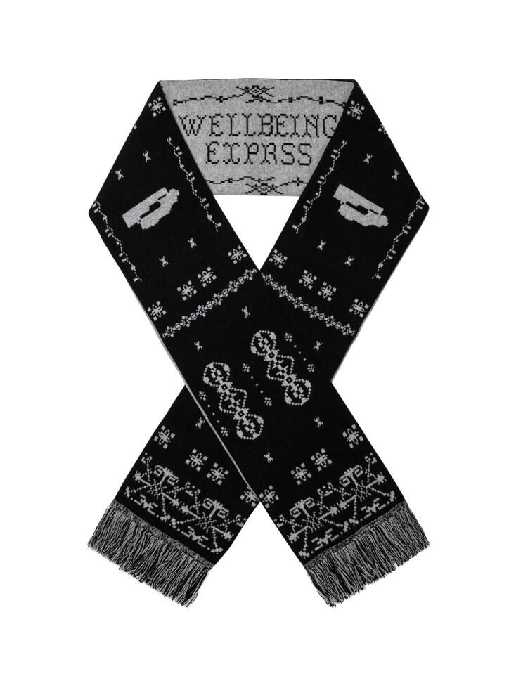 Wool Jacquard Muffler Black