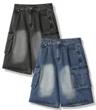 Wide Cargo Half Denim Pants - 2COL