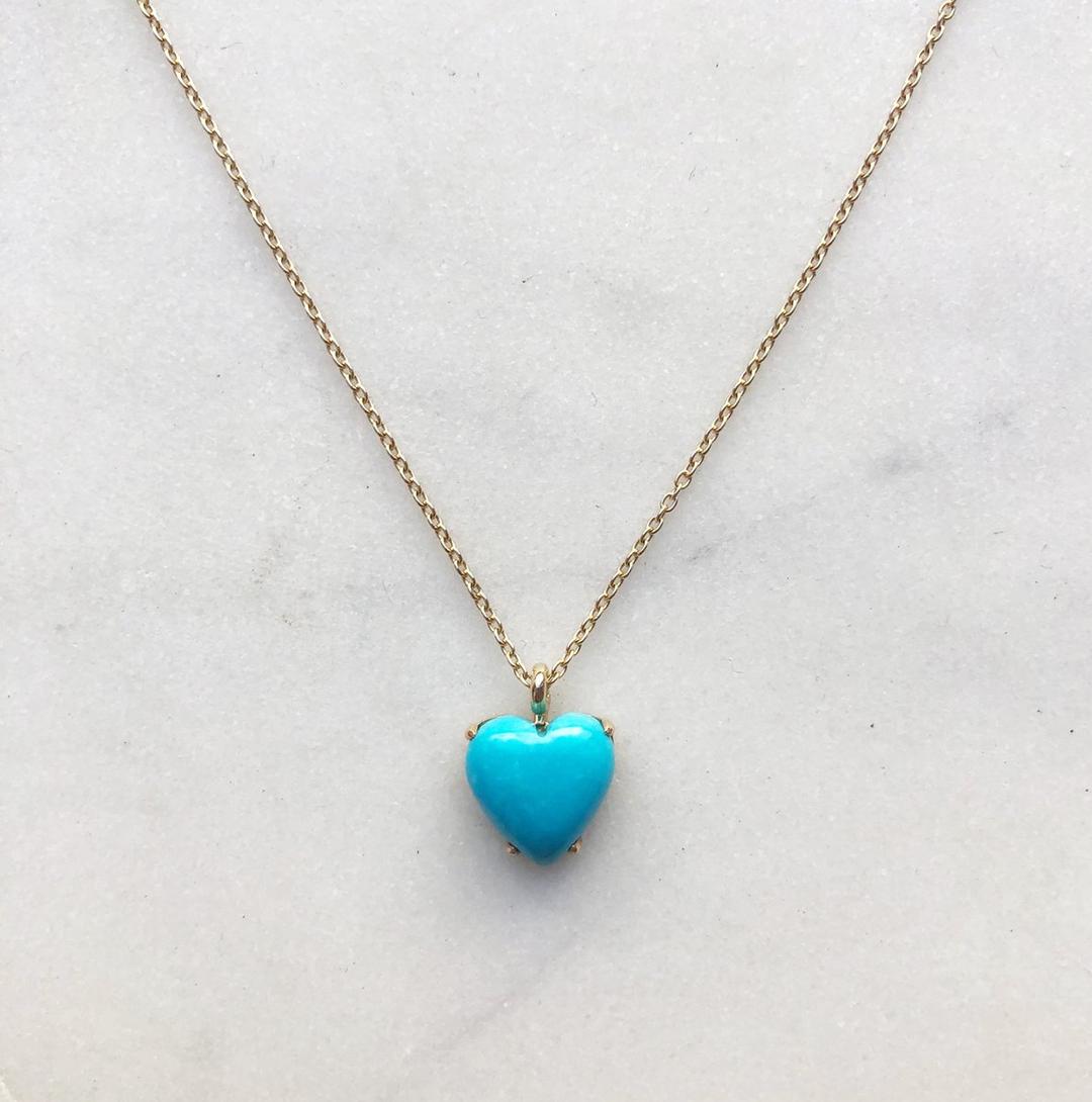 Sleeping Beauty Turquoise  Heart Necklace