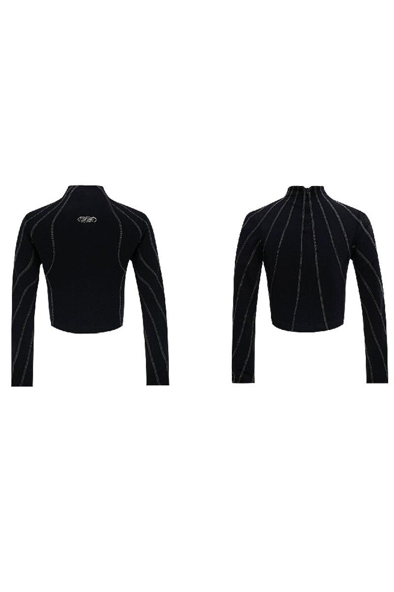 Metal Accent Slim Fit Turtleneck Top