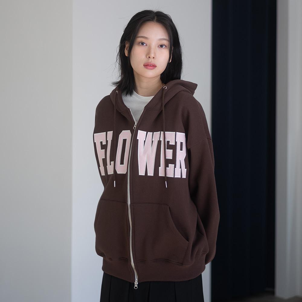FLOWER ZIP UP HOOD(BROWN)