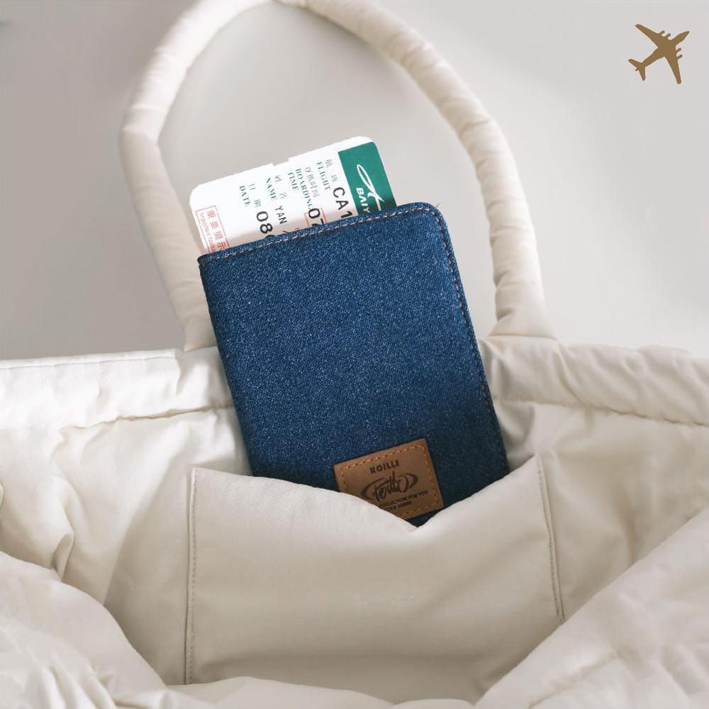 데님 가죽 여권 케이스 지갑 커버 홀더