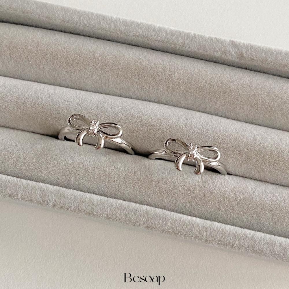 Flutter ribbon ring 실버 925 순은 리본 큐빅 데일리 검지 링 반지