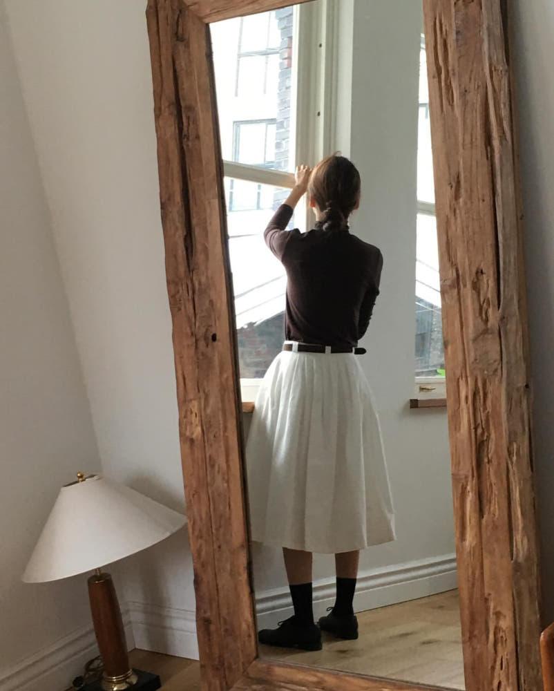 FW overtake 오버테이크 피치 플레어 스커트 핀턱 주름 A라인치마  / 달리언니