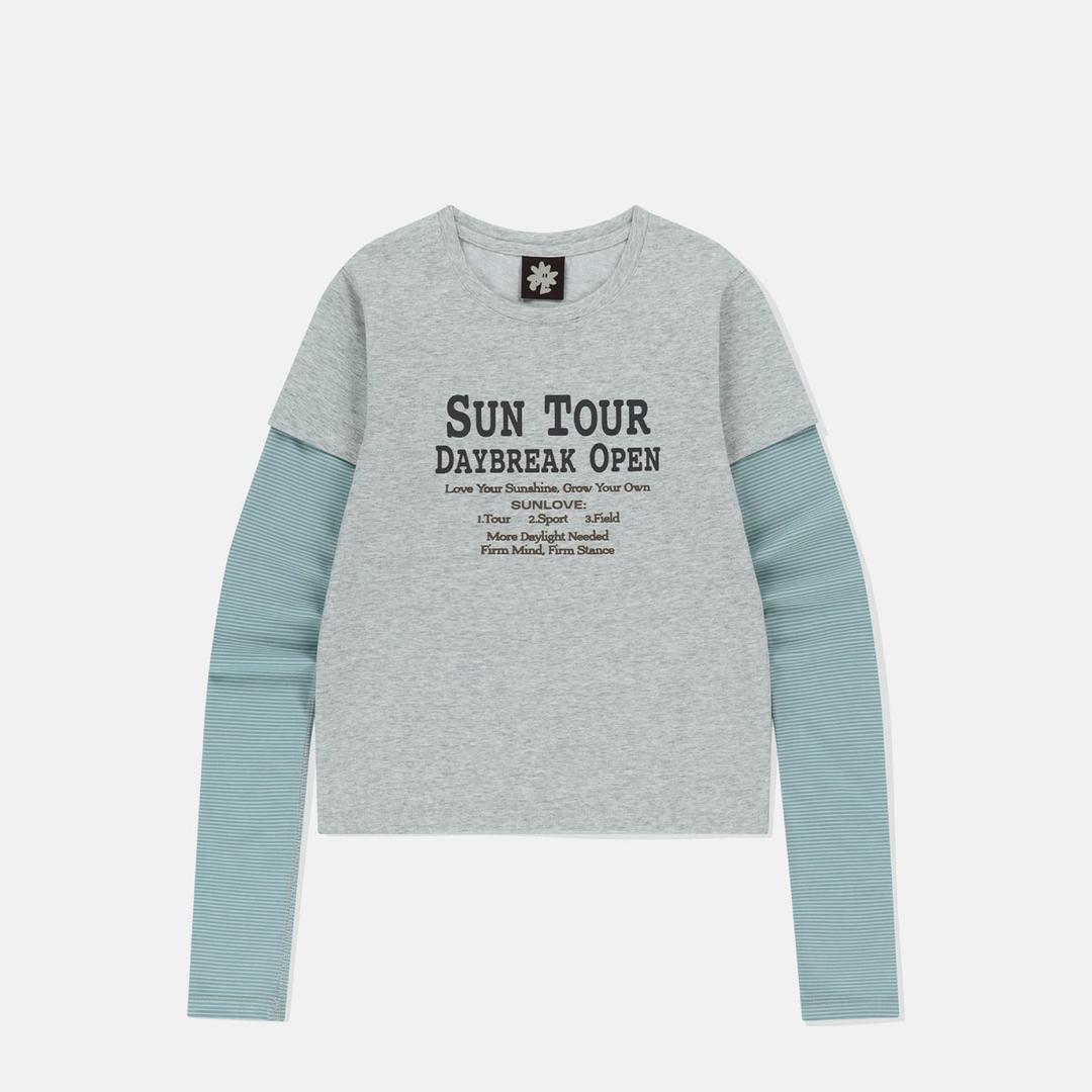 W SUN TOUR Layered L/S Tee Heather Grey