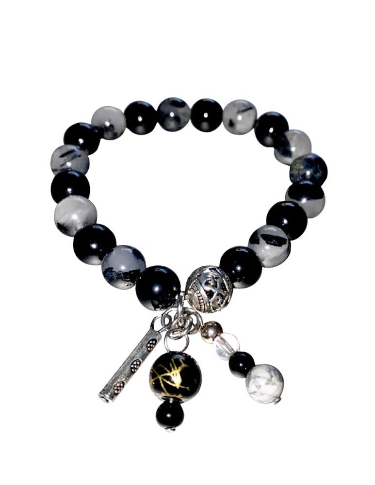 Onyx and black crystal bracelet
