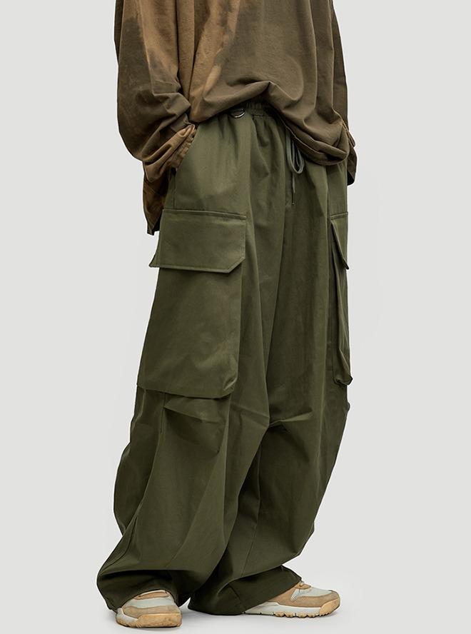 코튼 와이드 카고 벌룬팬츠