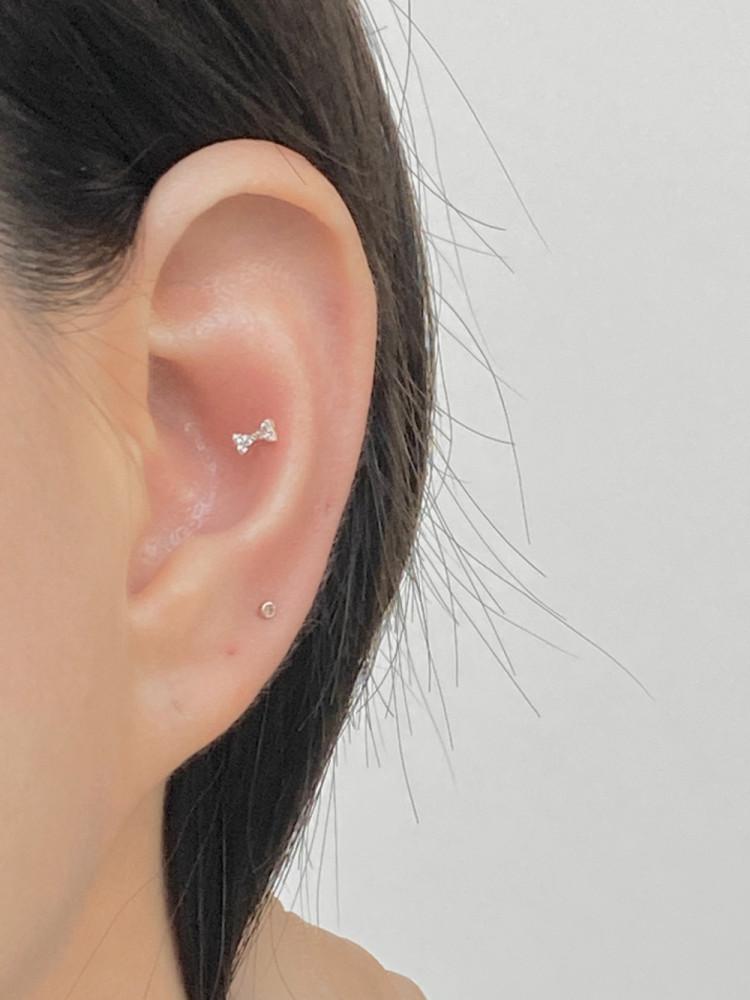 10K 피어싱 큐빅 리본 블링 얇은 초미니