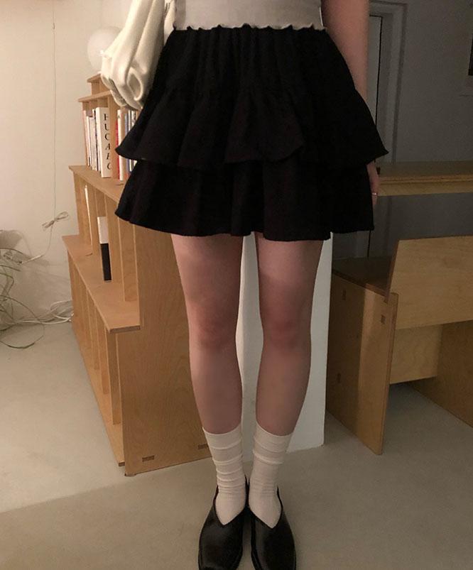 니어웨어 [S/S🌸]   듀싱 프릴 미니 밴딩스커트 (2color)/플레어/미니캉캉/데이트룩/하객룩/캉캉스커트/밴딩치마