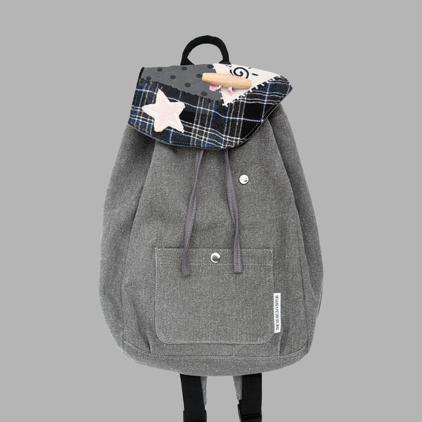PATCHWORK STRING MINI BACKPACK (GREY)