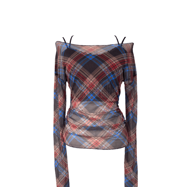 Smith check see-through T