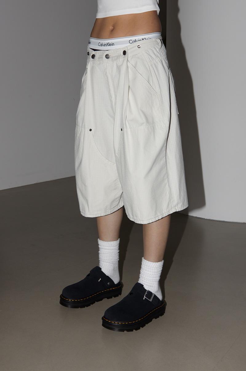 VIA RIP-COTTON BERMUDA SNAP PANTS
