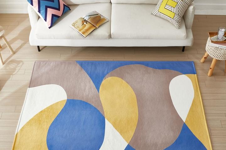 비앙코 감성 아트 사각 방수 러그 3size 먼지없는 항균 발수 워셔블 거실 논슬립 카페트