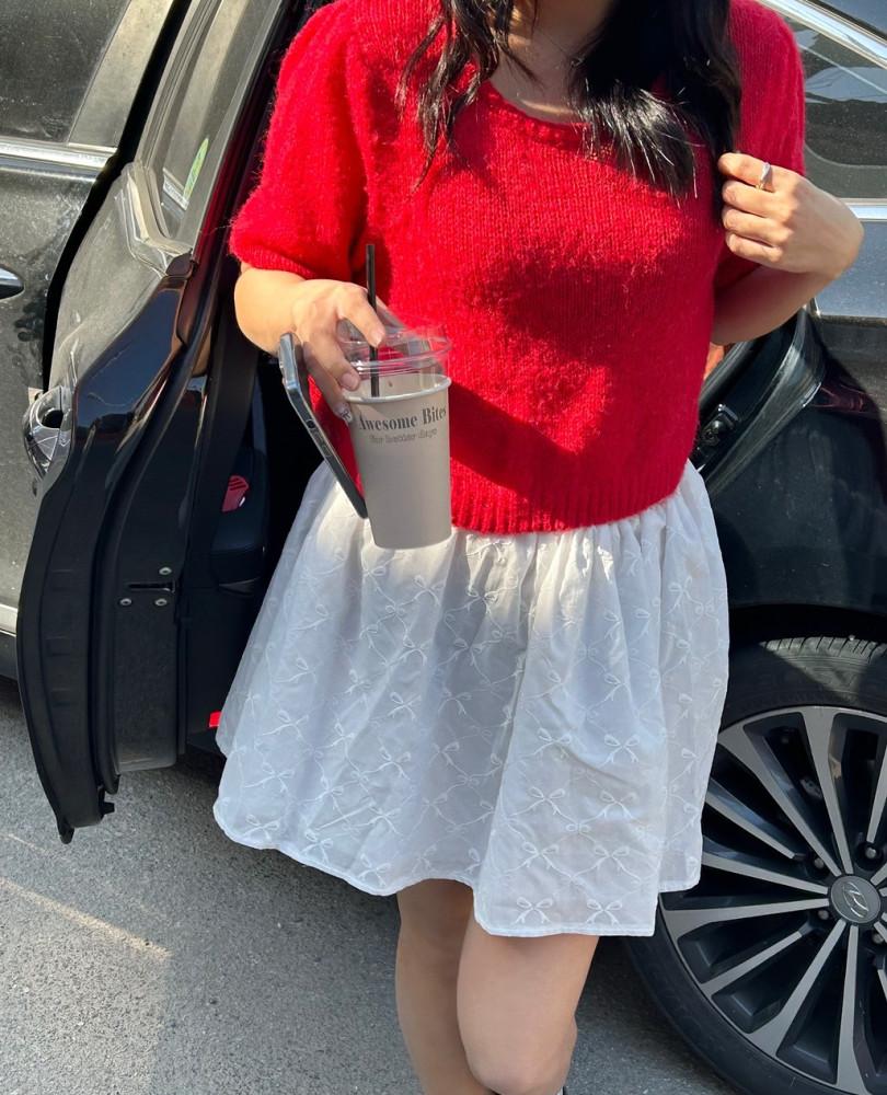 MOOD 리본 밴딩 스커트