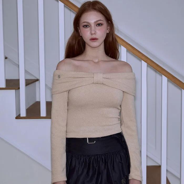 Bella Off Shoulder Long Sleeve [Beige]