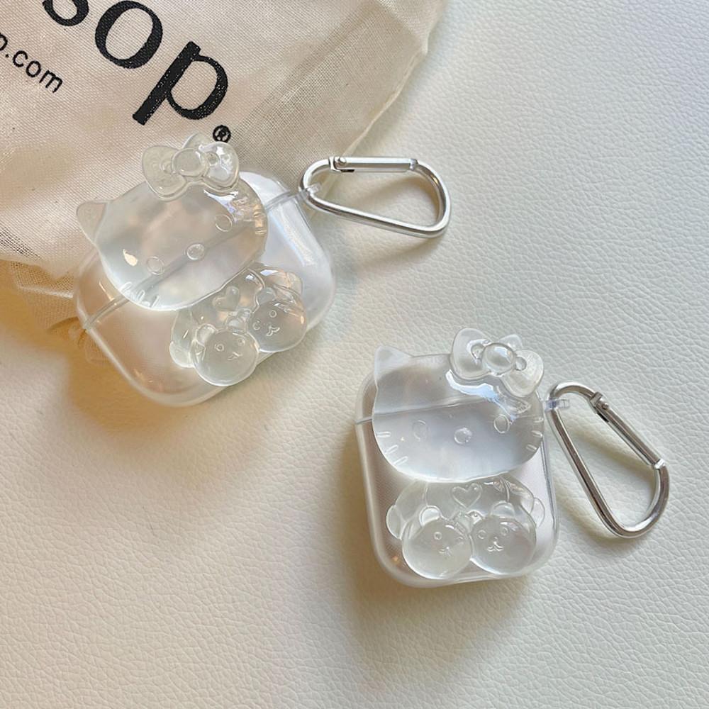 헬로키티 투명 에어팟케이스 카라비너 철가루방지스티커 포함