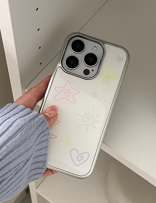 [made] pastel doodling day epoxy silver bumper case