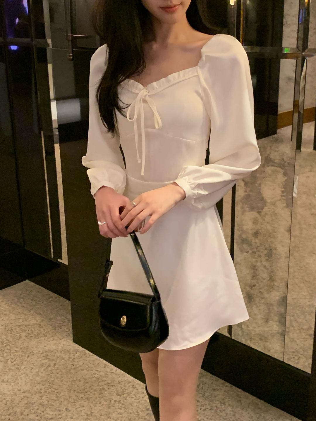 muse satin mini dress_white