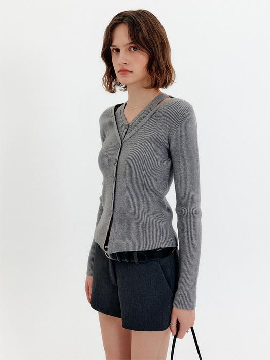 카린 컷아웃 가디건_그레이 / CARIN CUT-OUT CARDIGAN_GREY