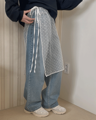 소솔마켓 [하체커버] 플라워리 레이어드 레이스 랩스커트