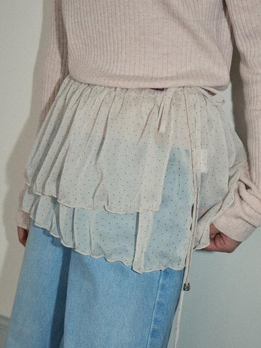 Dot shirring wrap skirt_Ivory(O25-SK04)