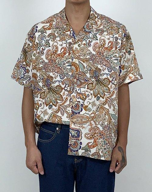 레트로 페이즐리 오버핏 실키 셔츠(베이지)