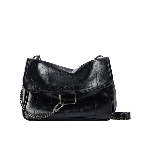 [ 27th ] Tartan black leather bag