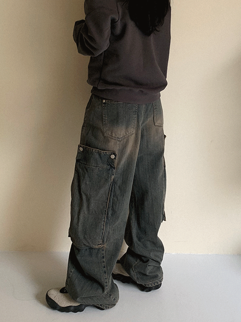 Deep cargo wide jean (denim)