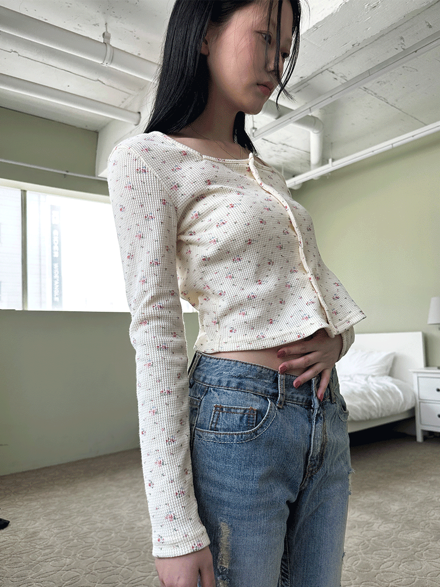 Pattern cotton cardigan