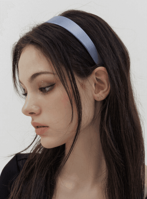 martini blue satin head band