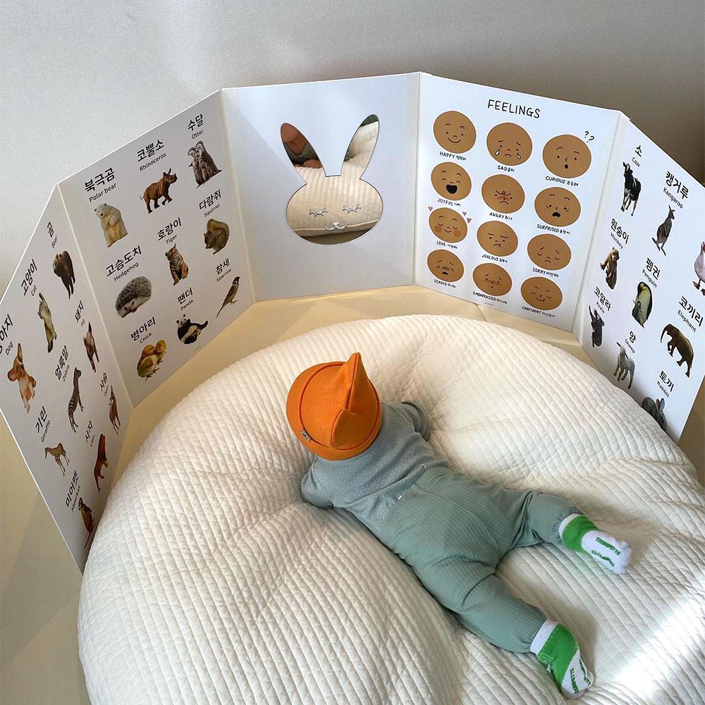 터미타임 양면 아기 병풍 책 만들기 유아 포스터 학습 벽보 차트 (동물 과일 감정 한글 영어)