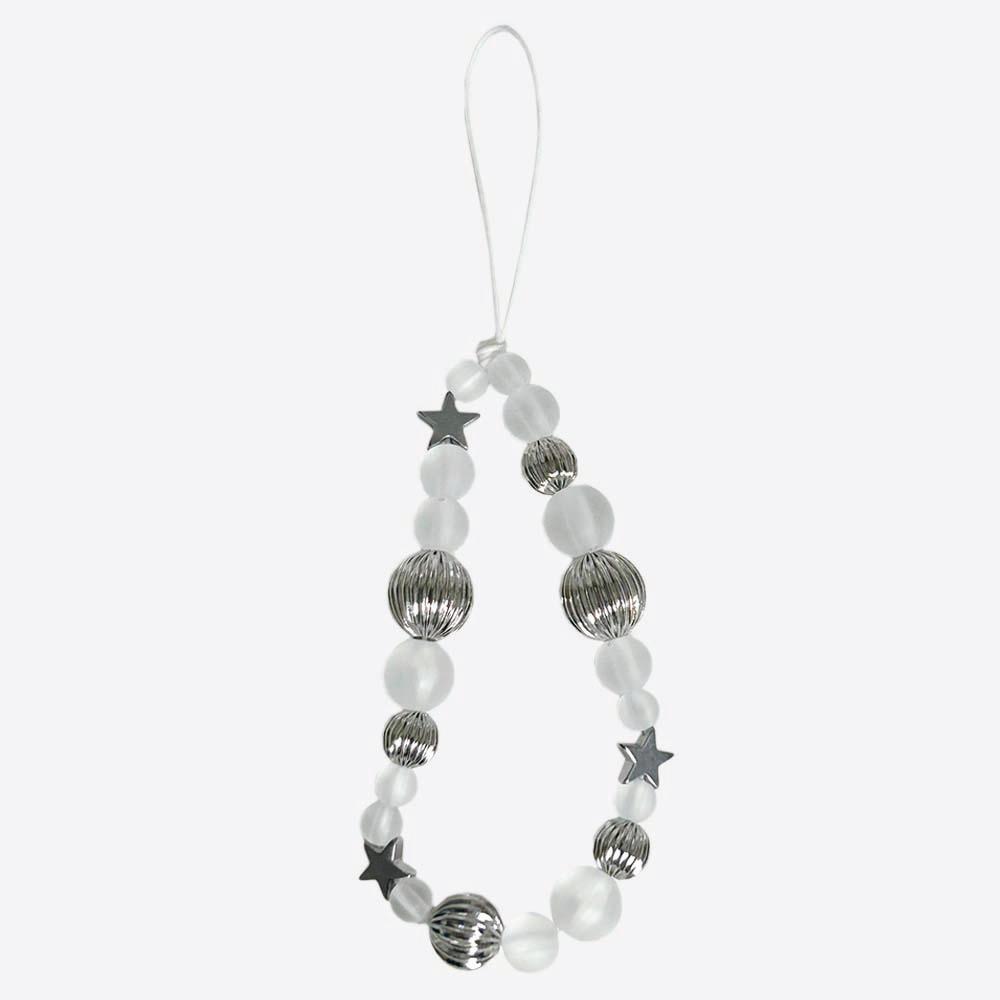 매트 버블 실버 비즈 스트랩 키링