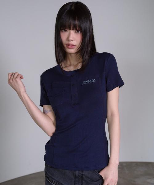POCKET BUTTON SHORT SLEEVE NAVY