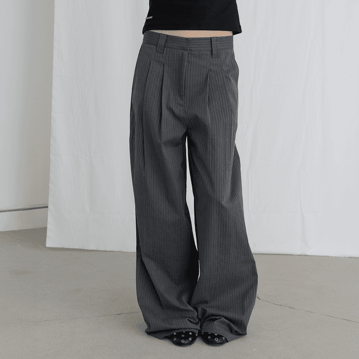 STRIPE OVERSIZED TROUSERS - CHARCOAL