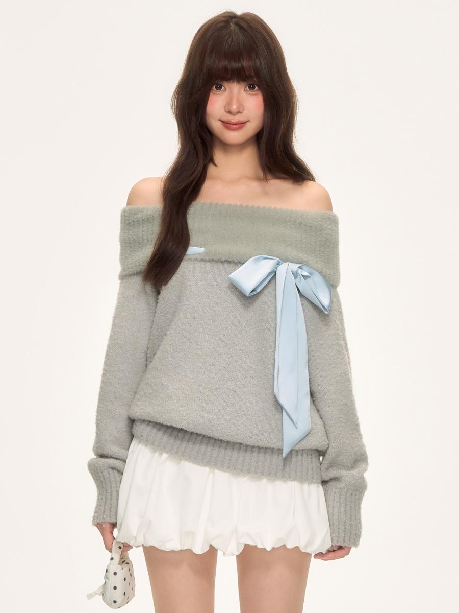 Weekendhub Frost Ribbon Off-Shoulder Knit