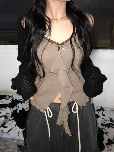 (4color)리본 프릴 슬리브리스