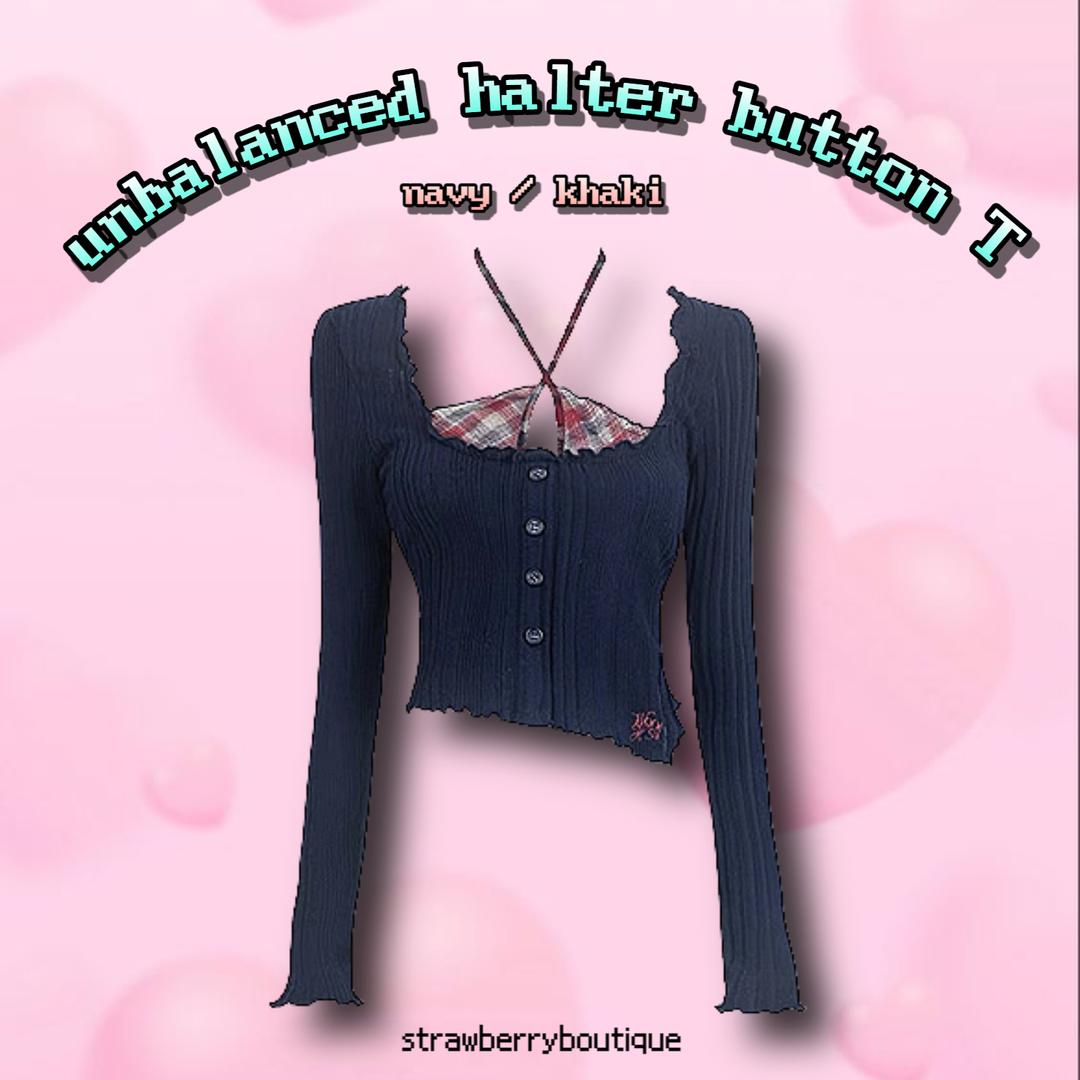 사선 홀터 단추티