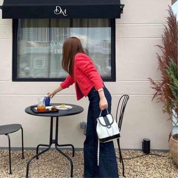 가죽 미니 체인 복조리 배낭 백팩