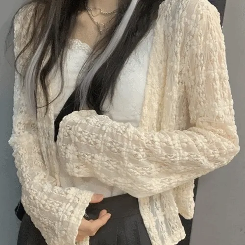 [썸머 코디] 쉬폰 레이스 크롭 가디건