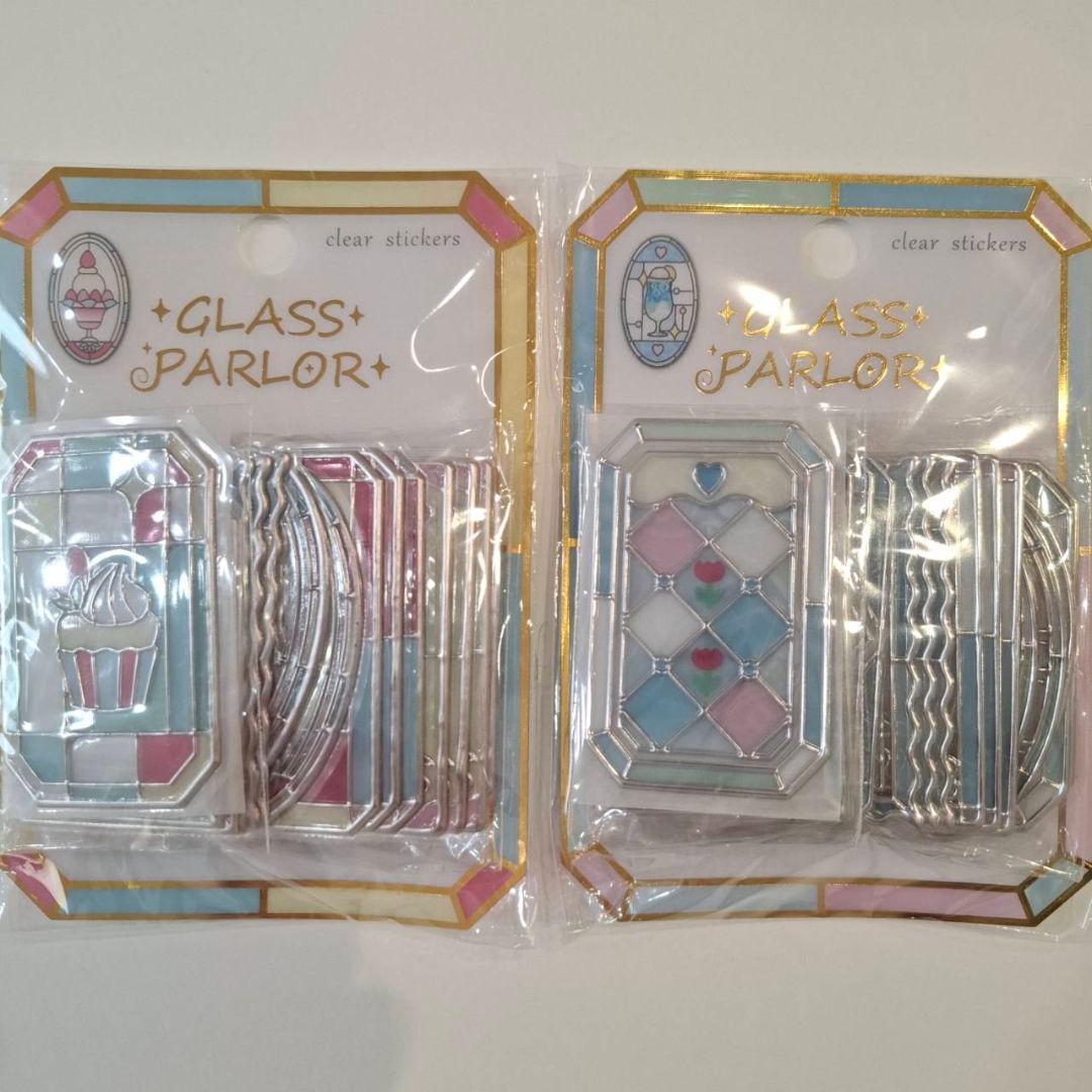 ステンドグラス風ステッカー2個セット 海外シール 立体シール